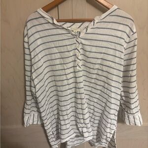 St. John's Bay White and Blue Striped Button Down Shirt